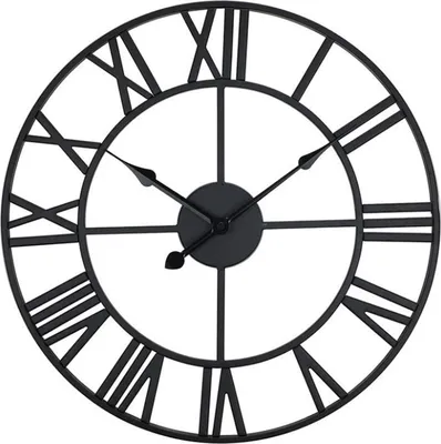 Produktbild von MODFU Große Metall Wanduhr 50 cm Vintage-Wanduhr Leise Römischen Ziffern Schwarz