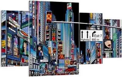 Produktbild von Bild auf Leinwand - Leinwandbild - Manhattan New York Straße - 160x90cm - Wand Bild - Wanddeko - Leinwanddruck - Bilder - Kunstdruck - Wanddekoration - Leinwand bilder - Wandkunst - DL160x90-2720