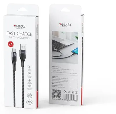 Zdjęcie produktu dla Yesido Kabel Ca121 18W Usb-Type-C 1M 2A, Black / Czarny