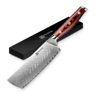 Produktbild von PAUDIN P5 Nakiri-Messer 17,5 cm - Gemüsemesser japanischer Art - 67 Lagen Kompositstahl - VG-10-Kern - Extrem scharf - Ergonomischer G10-Griff