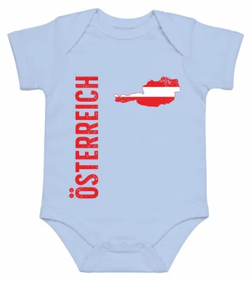 Imagen del producto de Bebé, body, color azul claro, talla 6/12 meses. Diseño con la bandera de Austria, ideal para aficionados al fútbol, para la Eurocopa y el Mundial. Conjunto de camiseta