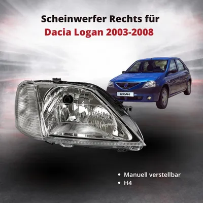 Immagine prodotto di Faro anteriore destro per Dacia Logan 2003-2008 | regolabile manualmente | OEM 6001546789