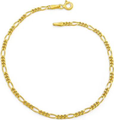 Produktbild von Figaro Armband 925 Sterling Silber vergoldet 2,3mm breit Länge wählbar 17 18 19 cm Figarokette Silberkette Armkette Armkettchen Gold  (19)