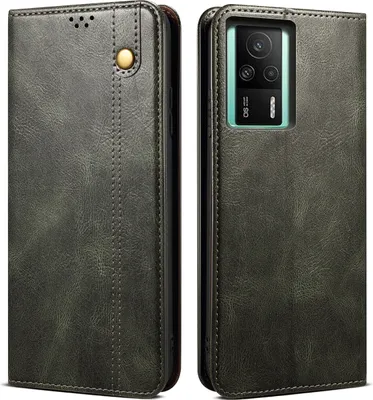 Image de Etui pour Xiaomi Redmi K60E, étui en cuir avec fonction stand vert