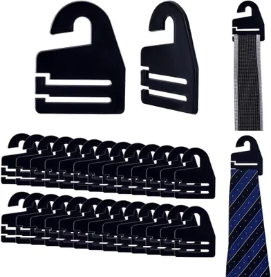 Obrázek produktu pro Sada 30 černých plastových ramínek na kravaty, opasky a šály, 5,3 x 6,6 cm