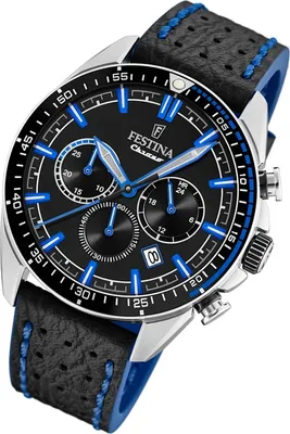 Produktbild von FESTINA F20377/3 Uhr Herrenuhr Lederarmband Chrono Datum Schwarz