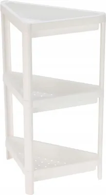 Produktbild von Eckregal Badezimmer Küche 71cm, 3-stufig, Weiß, Kunststoff, Platzsparend, Werkzeuglose Montage
