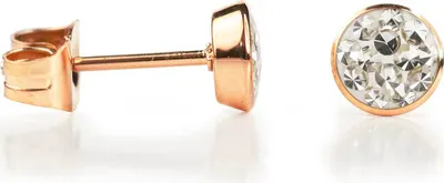 Produktbild von Edelstahl Ohrstecker gelbvergoldet oder rosévergoldet mit kleinen Kristallsteinen Material - Rosévergoldet
