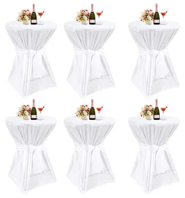 Productafbeelding van Tafelhoezen, set van 6, wit, diameter 80-85 cm, met banddessin en voetversteviging