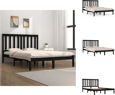 Produktbild von vidaXL Massivholzbett Schwarz Kiefer 140x190 cm -  Betten & Bettgestelle
