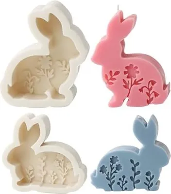 Produktbild von 2 Stück Osterhase Silikonform, Ostern Kaninchen Silikonformen Gießformen, Ostern Hase Gießformen Silikon, Osterhase Beton zum Gießen, Silikon Gießform for Gips, Sojawachs Kerzen, Ostergeschenke