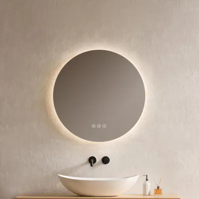 Obrázok produktu pre EMKE LED kúpeľňové zrkadlo okrúhle 50 cm s ochranou proti zahmlievaniu kúpeľňové zrkadlo 3 svetelné farby kúpeľňové zrkadlo stmievateľné LED zrkadlo s dotykovým spínačom