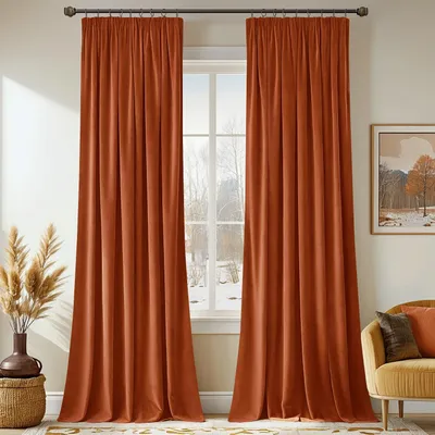 Samtvorhang mit Faltenband, 2er Set, 140x260 cm, blickdicht