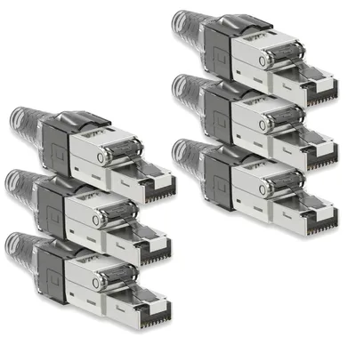 Produktbild von Netzwerkstecker Cat7 CAT 7 RJ45 Stecker 6x Steckverbinder werkzeuglos geschirmt