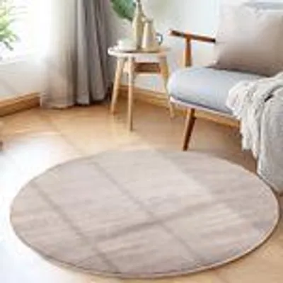 Produktbild von Teppich Wohnzimmer Schlafzimmer Esszimmer Läufer Flur Flauschiger Teppich Waschbar Rutschfest Soft Weicher Farbe: Beige Größe : 120 cm Rund
