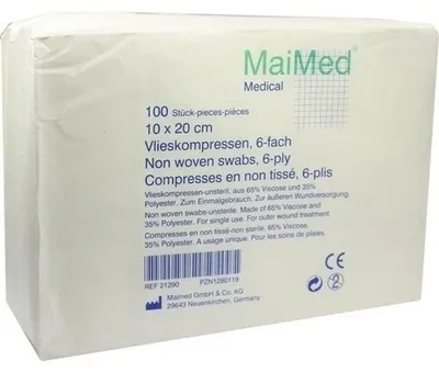 Productafbeelding van MaiMed verbandgaas, niet-steriel, 6-laags, 100 stuks, 10 x 20 cm