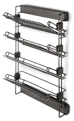Produktbild von Ausziehbares seitliches Schuhregal für Schränke und begehbare Kleiderschränke, links, aus Stahl mit Titan-Finish