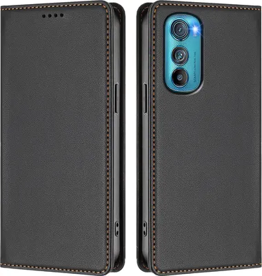 Immagine prodotto di Custodia in pelle per Motorola Edge 30, custodia flip magnetica in Finto cuoio con supporto Nero