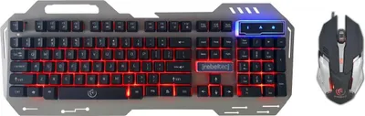 Produktbild von Rebeltec INTERCEPTOR 2 Gaming USB Kabelgebundenes Tastatur- und Maus-Set Grau Metall