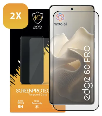 Productafbeelding van 2-Pack MobyDefend Screenprotectors - Geschikt voor  Motorola Edge 60 Pro  -  Screensavers Met Zwarte Randen - Gehard Glas