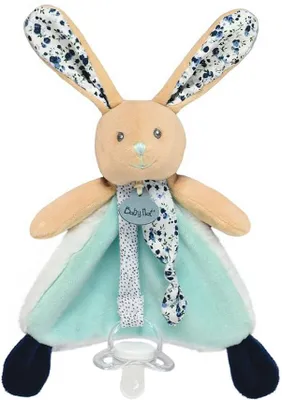 Imagen del producto de Peluche de conejo con chupete, suave, de color azul, para recién nacidos