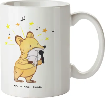 Produktbild von Mr. & Mrs. Panda Kaffeetasse Opernsänger Herz - Weiß - Geschenk, Pott, Teetasse, Becher, Teebecher, Tasse