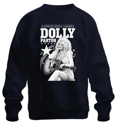 Productafbeelding van Dolly Parton, legende van de countrymuziek, western gitaar, sweatshirt, marineblauw, maat S