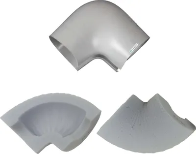 Produktbild von PVC Isolierbogen mit weicher Melamin Dämmeinlage 90 Grad hellgrau : 35 x 30 mm Rohr x Isolierstärke: 35 x 30 mm