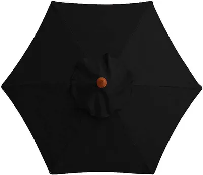 Produktbild von Topchances 3 m 6 Rippen Sonnenschirm Ersatz Baldachin Abdeckung Outdoor Markt Tisch Schirm Schirm Baldachin Anti-Ultraviolett Regenschirm Ersatz Stoff,Schwarz