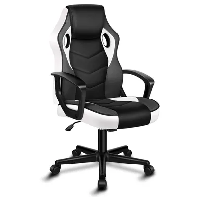 Produktbild von ALFORDSON Racing Schreibtischstuhl, Ergonomischer höhenverstellbarer & gepolsterter 150 kg belastbarer Bürostuhl, Drehbarer PC-Gaming-Stuhl, Weiß
