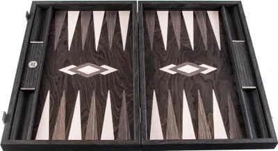 Zdjęcie produktu dla Manopoulos Premium Backgammon – drewno hebanowe (Ebony Burl) – zestaw (48 x 30 cm)