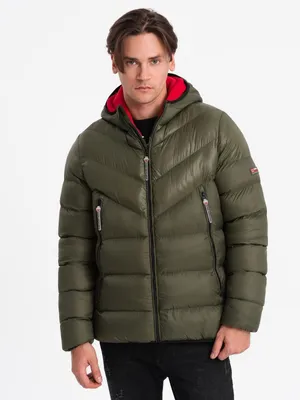 Productafbeelding van Ombre Clothing, herenwinterjas, model Weeriwirri, donkerolijfkleurig, maat L