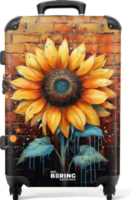 Produktbild von NoBoringSuitcases.com® Großer Koffer - Sonnenblume im Graffiti-Stil - Kombinationsschloss TSA - Hartschalen Trolley 4 Rollen - 72 liter - Reisekoffer - 66 cmKoffer Mittelgroß 67x43x25 cm, 72L,