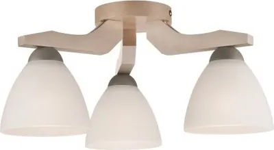 Produktbild von Deckenleuchte Holz Glas 3-flammig Modern gemütlich BATORY Wohnzimmer Schlafzimmer Esszimmer Deckenlampe