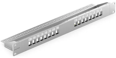 Immagine prodotto di deleyCON Pannello di permutazione a 16 porte, modulo Keystone, 1U, per rack da 19 pollici - Grigio