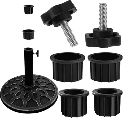 Imagen del producto de Juego de 6 soportes para sombrillas, con anillos de plástico de 4,8 cm y 5 cm, y tornillos M8, para uso en exteriores