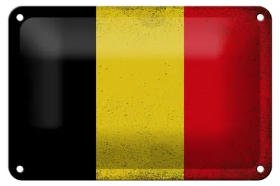 Produktbild von Blechschild Flagge Belgien 18x12cm Flag of Belgium Vintage