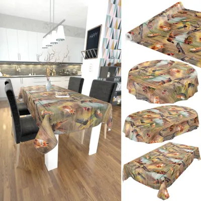 Image de Nappe Toile cirée Animaux Marron Robuste Hydrofuge Largeur 140 cm Longueur 100 cm