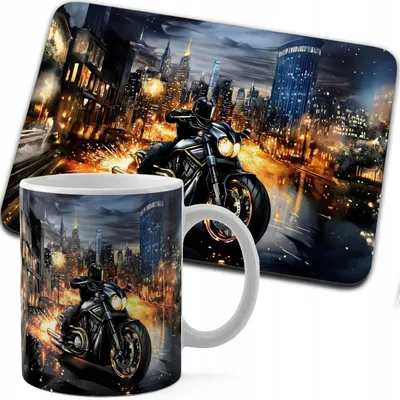 Zdjęcie produktu dla Zestaw Kubek + Podkładka Druk - Motor Motocykl