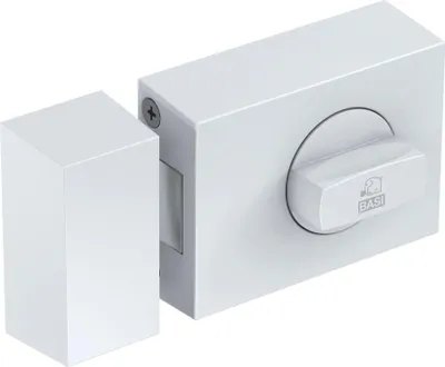 Obrázok produktu pre BASI – dodatočný zámok dverí – KS 500 – 45 mm – biely – hranatý – 1303-0201