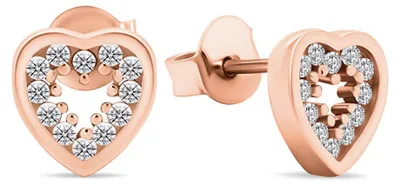 Produktbild von Charming bronze earrings with zircons Hearts EA573R