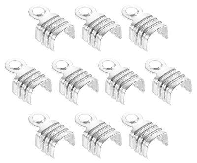 100 Stück Crimpzwingen 4 x 6,5 mm, silber, für Schmuckherstellung