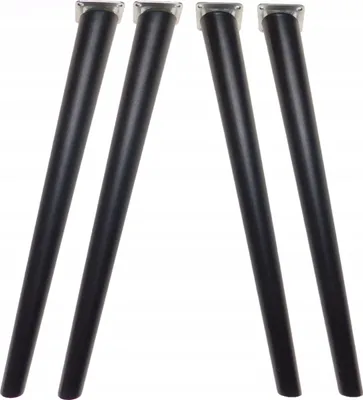 Four black furniture legs are shown against a white background.