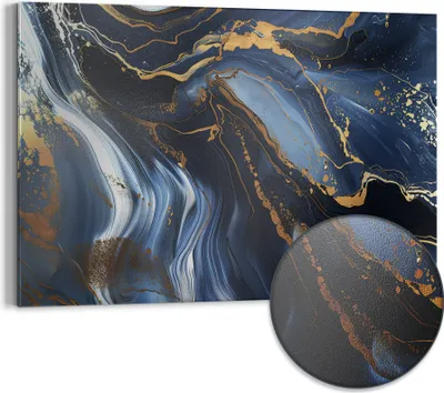 Produktbild von DEQORI Magnettafel Metall 90x60 cm 'Zeitlose Goldströmung' Whiteboard Pinnwand Büro