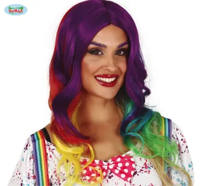 Produktbild von bunte lange Perücke mit Locken für Damen