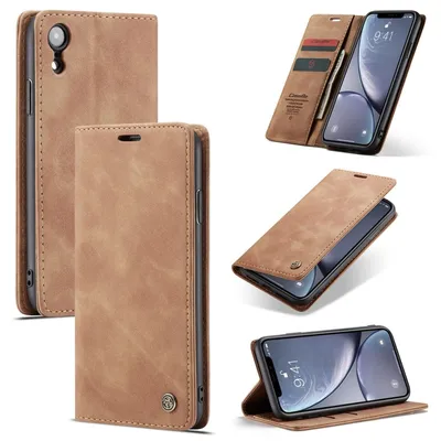 Immagine prodotto di Custodia protettiva multifunzione in pelle marrone per Apple iPhone XR, con funzione portafoglio