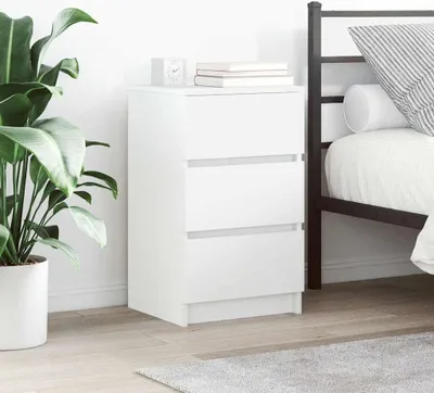 Image de vidaXL Tables de nuit avec 3 tiroirs 2 pcs. Blanc 39x35x65 cm