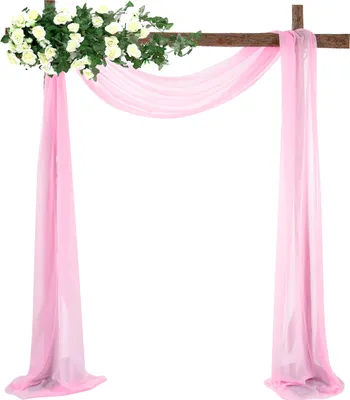 Obrázek produktu pro Šifonová záclona Svatební mašle Drape Fabric, ekologicky šetrná jemná textura Krásné venkovní svatební dekorace (1 panely)Růžová)
