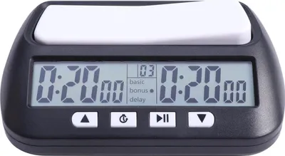 Produktbild von Elektronischer Schachtimer Profi Schwarz | Turniertimer mit Bonus- & Verzögerungsmodus | ABS-Kunststoff