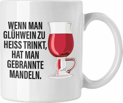 Produktbild von Trendation - Glühwein Tasse Lustig Spruch Glühweinbecher mit Henkel Doppelwandig Glühweintassen Gläser Weihnachtsmarkt Becher Tassen Geschenk - Gebrannte Mandeln (Weiß)